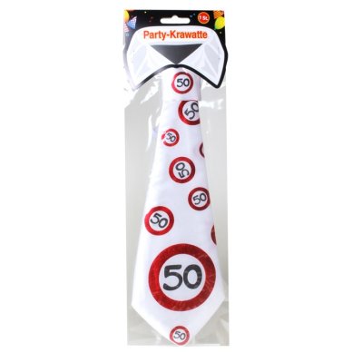 Weiße Krawatte mit Zahl 50