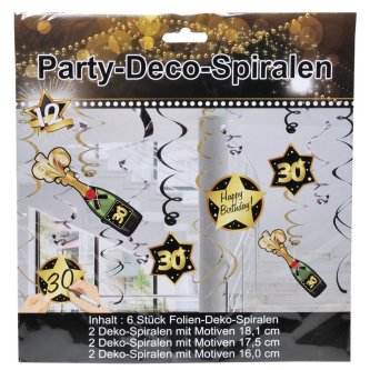 Party-Spirale 30, schwarz/gold, 12-tlg.
