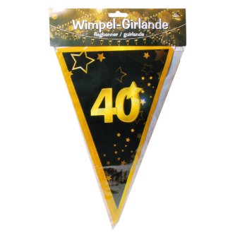 Wimpel Girlande 40, schwarz/gold