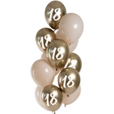 Ballons Golden Latte 18 Jahre - 12 Stück