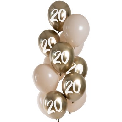 Ballons Golden Latte 20 Jahre - 12 Stück