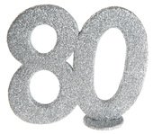 Glitter Geburtstagszahl 80 in silber
