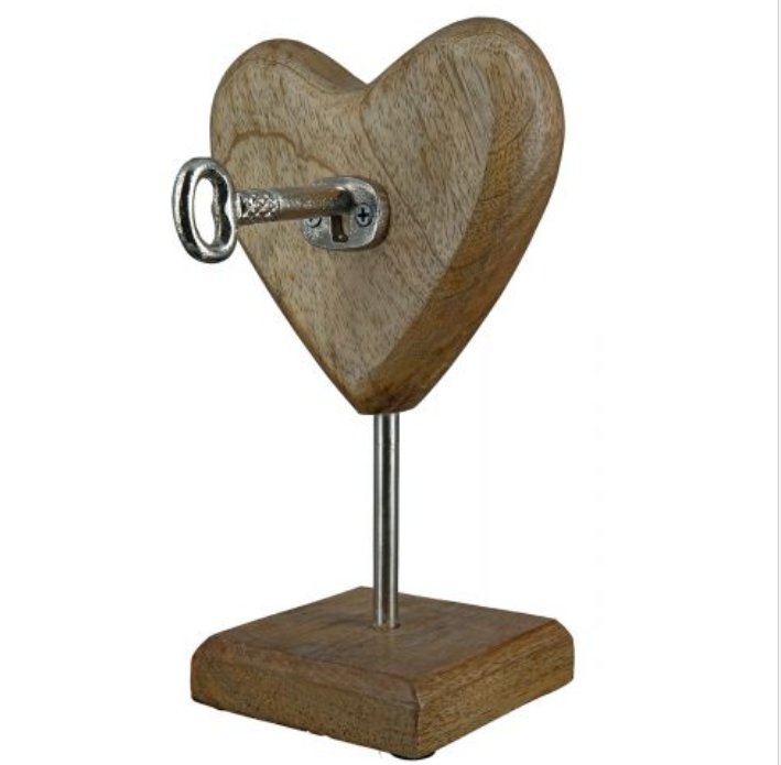 Holz Herz mit Aluminium Schlüssel