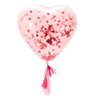 Herzballon mit Konfetti Herzen, 91 cm