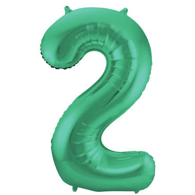 Folienballon Grün Metallic Zahl 2