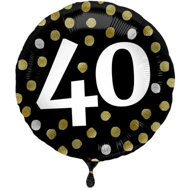 Ballon Glossy Happy Birthday 40, schwarz