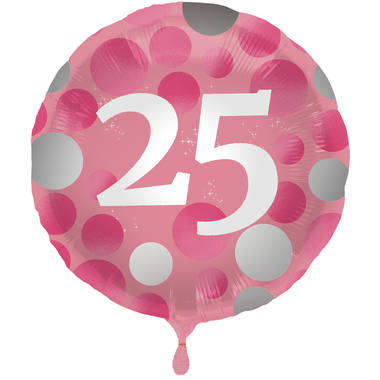 Ballon Glossy Happy Birthday 25, pink