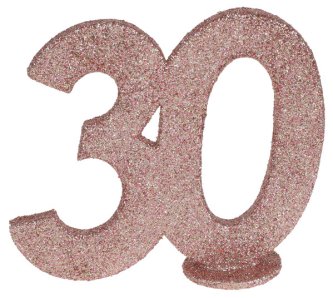 Glitter Geburtstagszahl 30, rosegold