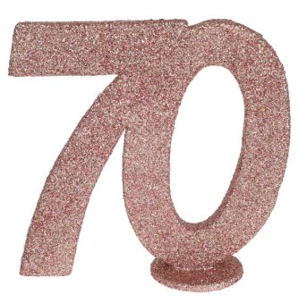 Glitter Geburtstagszahl 70, rosegold