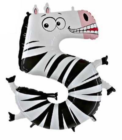 Ballonzahl - Riesenzahl 5 als Zebra