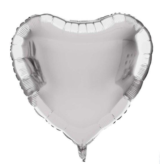 Folienballon Herz, silber - 61 cm