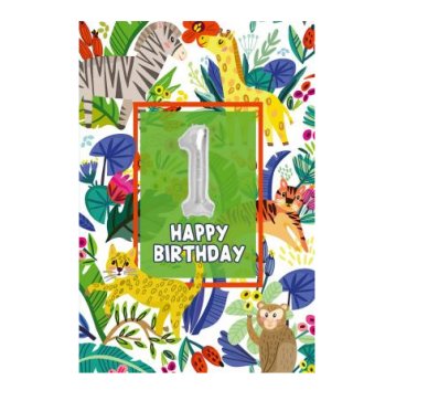 Zum 1.Geburtstag - Glückwunschkarte mit Ballon