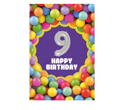 Zum 9.Geburtstag - Glückwunschkarte mit Ballon