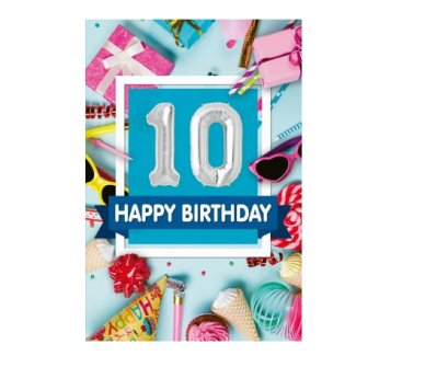 Zum 10.Geburtstag - Glückwunschkarte mit Ballon
