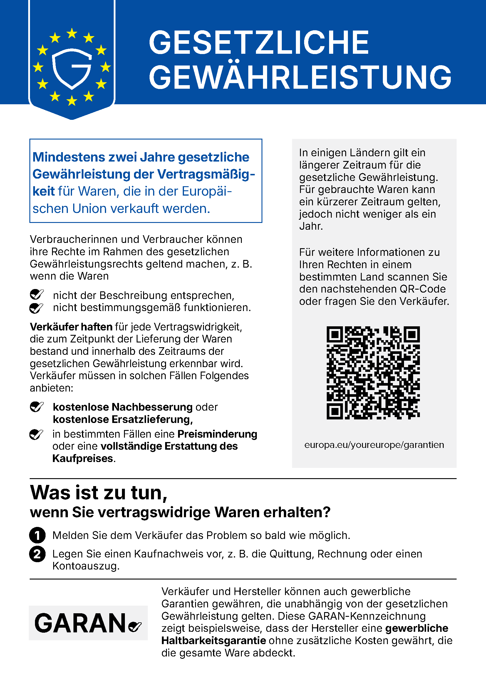 Gewährleistungs-Label Gewährleistungs-Label
