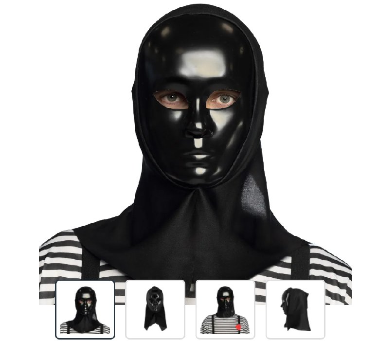 Maske Pantomime mit Kapuze schwarz Maske Pantomime mit Kapuze schwarz
