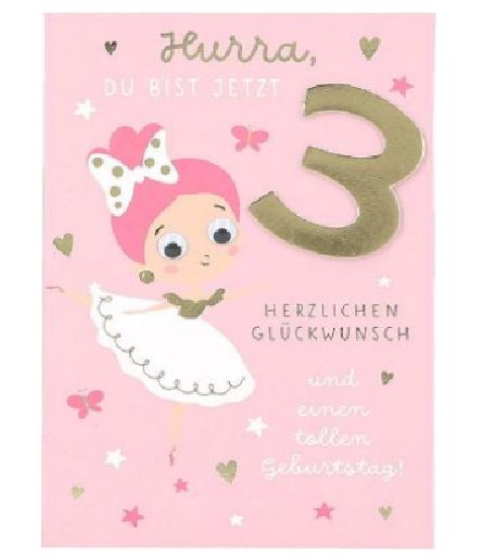 Karte zum 3.Geburtstag - Mädchen