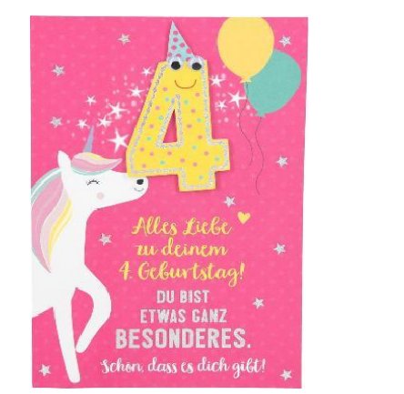 Karte zum 4.Geburtstag - Mädchen