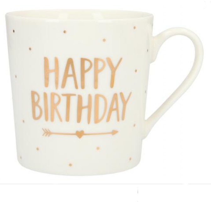 Happy Birthday Kaffeebecher, gold