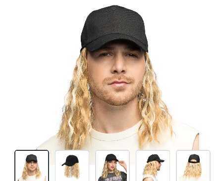 Mütze Casey mit Perücke,blond/schwarz