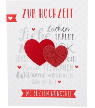 Karte zur Hochzeit mit Glitzer