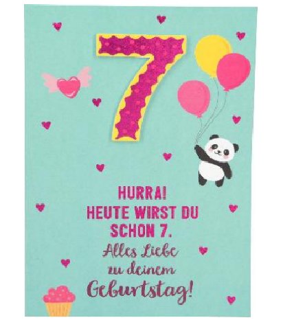 Karte zum 7.Geburtstag für Mädchen Karte zum 7.Geburtstag für Mädchen