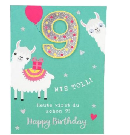 Karte zum 9.Geburtstag für Mädchen Karte zum 9.Geburtstag für Mädchen