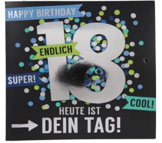 Geburtstagskarte Endlich 18!