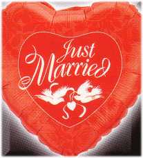 Folienballons Just Married, rot - 91 cm