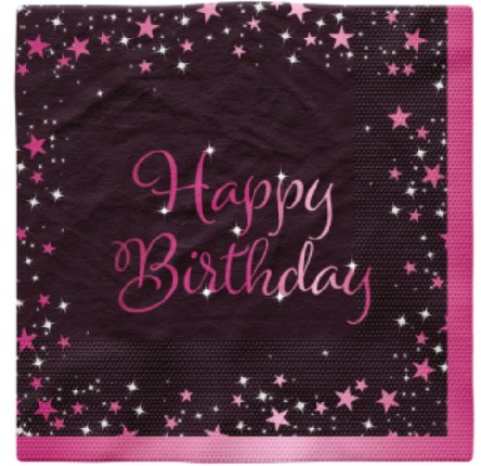Geburtstag Servietten Starlight, pink Geburtstag Servietten Starlight, pink