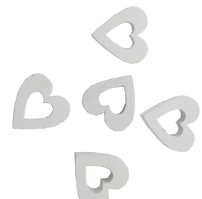 Holzherzen, weiß - 10 Stück, 3 cm