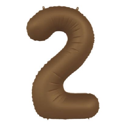 Folienballon Zahl 2 Choco Brown, 86 cm Folienballon Zahl 2 Choco Brown, 86 cm