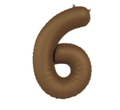 Folienballon Zahl 6 Choco Brown, 86 cm Folienballon Zahl 6 Choco Brown, 86 cm