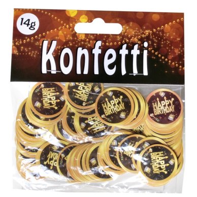 Konfetti Happy Birthday, schwarz/gold