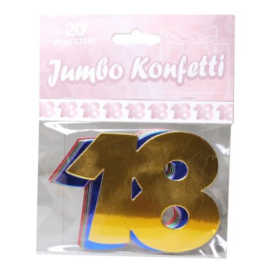 	             Jumbo-Konfetti Zahl 18, bunt