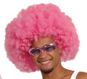 Flower Power Afro Perücke PINK