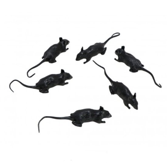 Schwarze Mäuse, 6 Stück