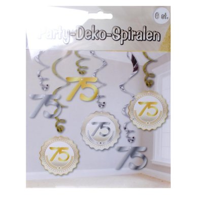 Deko Spiralen zum 75.Geburtstag, 6-tlg