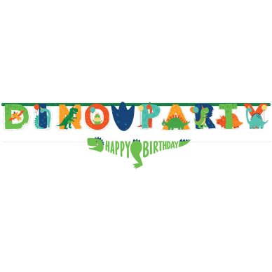 Dino Party Happy Birthday Banner