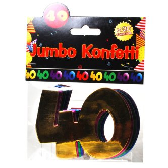 Jumbo-Konfetti Zahl 40, bunt