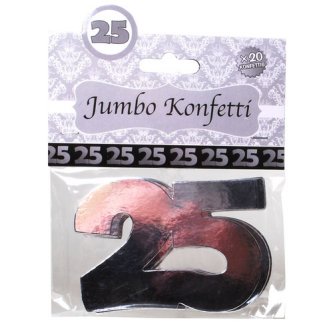 Jumbo-Konfetti Zahl 25, silber