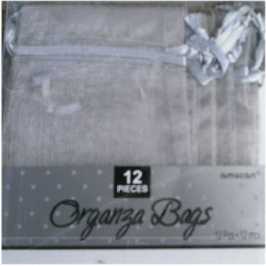 12x Organza Silber Beutel