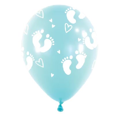 Latexballons in hellblau mit Babyfüßen