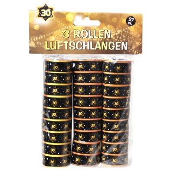 Luftschlangen 30, schwarz/gold