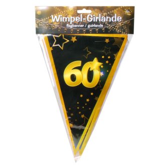 Wimpel Girlande 60, schwarz/gold