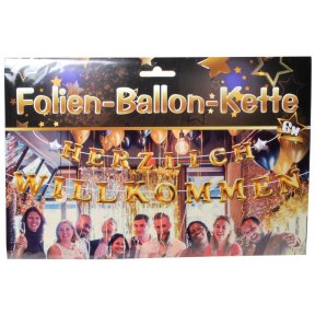 Folien Ballon Kette Herzlich Willkommen