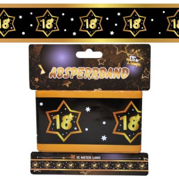 Absperrband 18, schwarz/gold