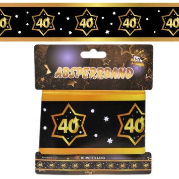 Absperrband 40, schwarz/gold