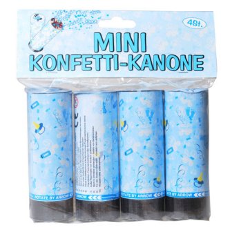 Konfetti Kanonen Zur Geburt / blau, 4 Stück