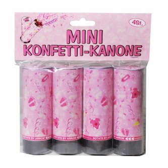 Konfetti Kanonen Zur Geburt / rosa, 4 Stück